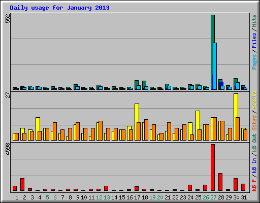 Daily usage for January 2013