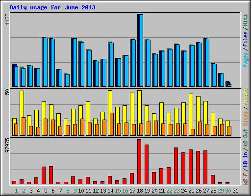 Daily usage for June 2013