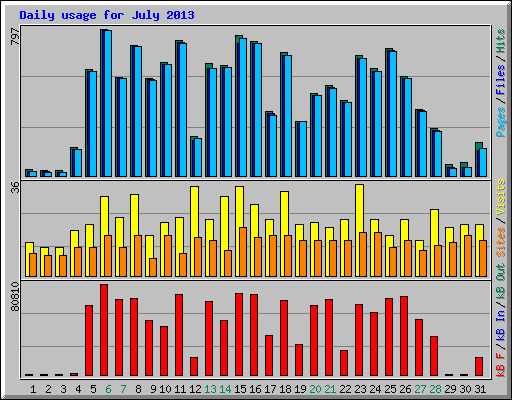 Daily usage for July 2013