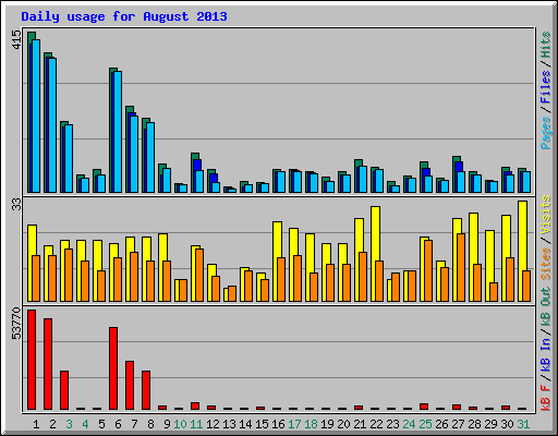 Daily usage for August 2013