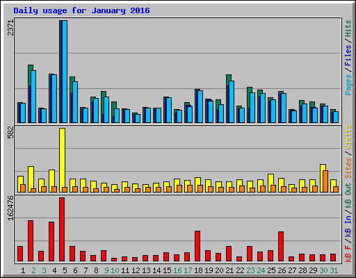 Daily usage for January 2016