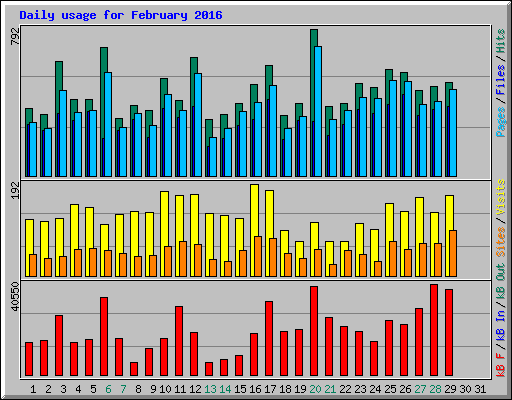 Daily usage for February 2016