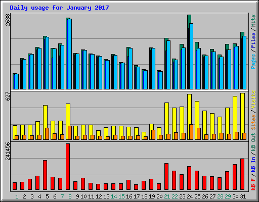 Daily usage for January 2017