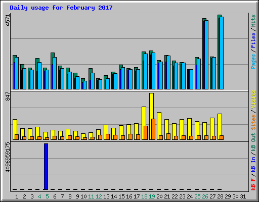 Daily usage for February 2017