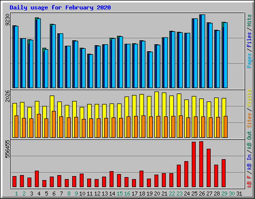 Daily usage for February 2020