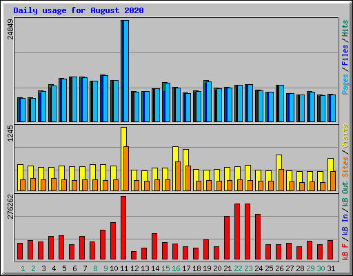 Daily usage for August 2020