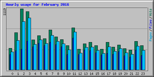 Hourly usage for February 2016