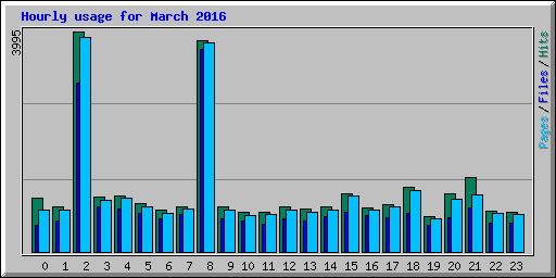 Hourly usage for March 2016