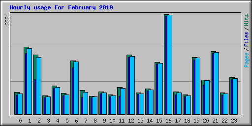 Hourly usage for February 2019